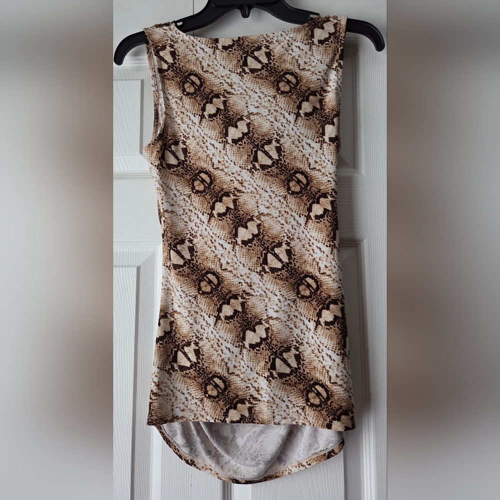 WHBM Brown Snake Print Ruched Blouse Size XS - Picture 7 of 11